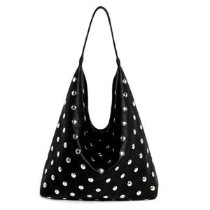 Black Studded hobo large Bag grommets studs silver slouchy bag
